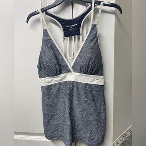 Woman’s grey swim top
